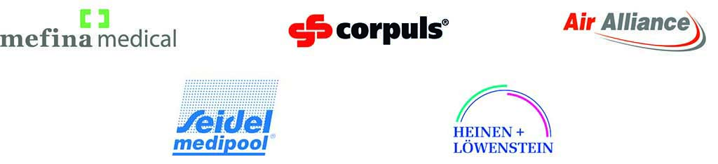 These are the company logos of Pediatric Air Ambulances cooperation partners.